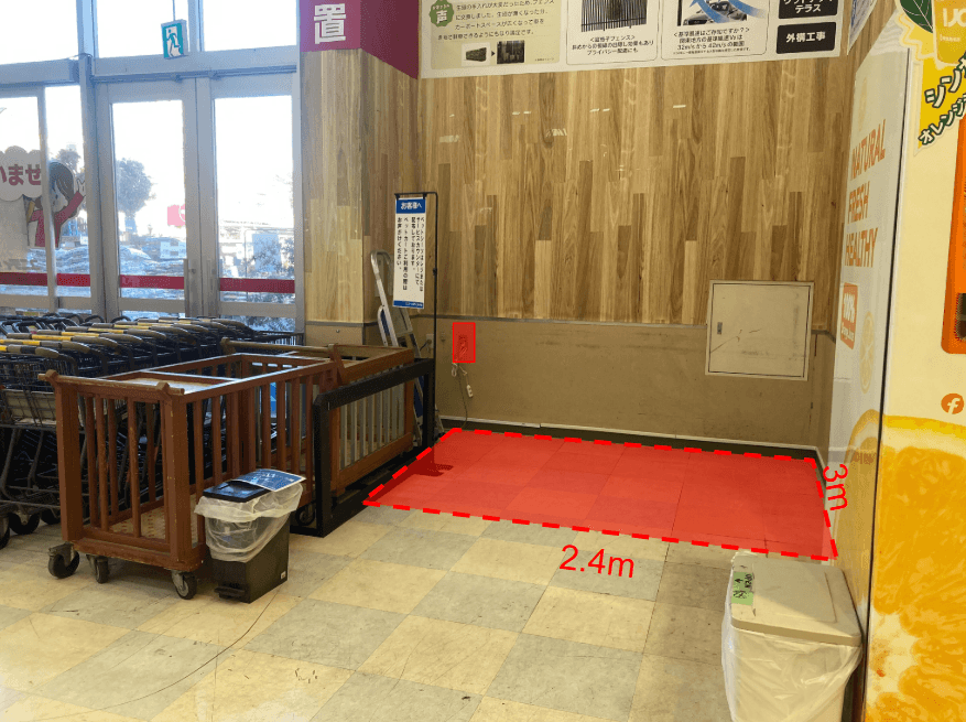 1階風除室 プロモーション・物販に最適な風除室イベントスペース